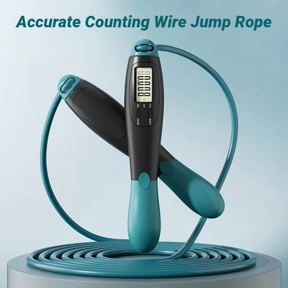 Digital Counting Jump Rope | Adjustable Steel Cable for Fitness/Exam