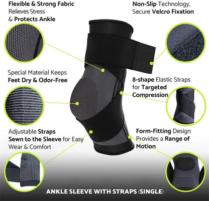 Compression Ankle Brace Protector | Adjustable Strap for Gym & Sport